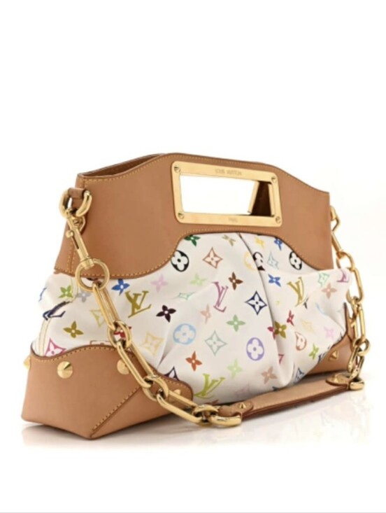 Louis Vuitton Handbags - Louis Vuitton White Multicolor Monogram Canvas Shoulder Bag with Tan Leather